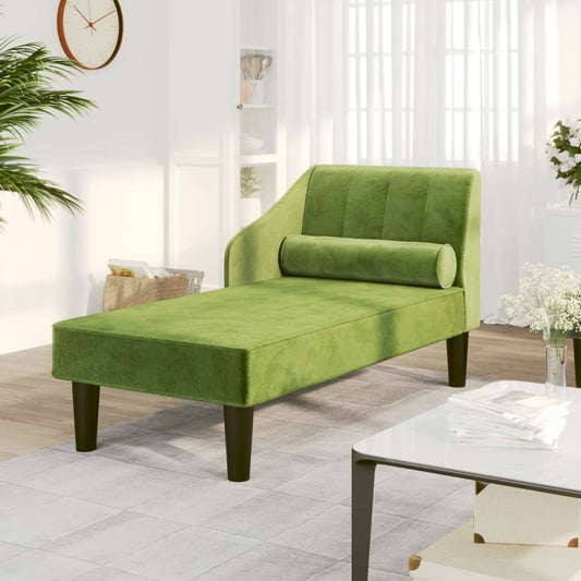 Chaise longue met bolster fluweel lichtgroen is nu te koop bij PeponiXL, paradijselijk wonen!