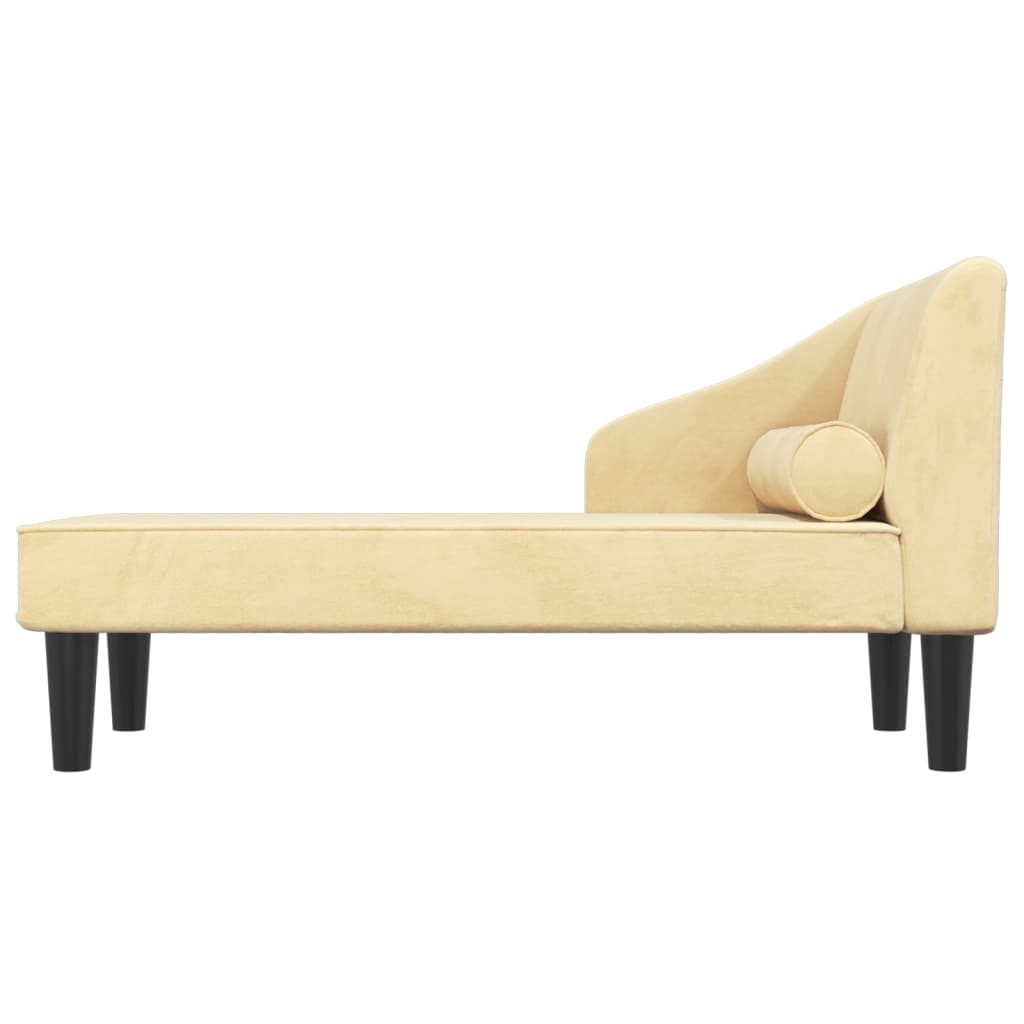 Chaise longue met bolster fluweel crèmekleurig is nu te koop bij PeponiXL, paradijselijk wonen!