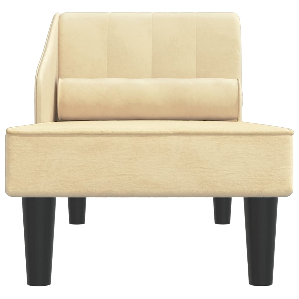 Chaise longue met bolster fluweel crèmekleurig is nu te koop bij PeponiXL, paradijselijk wonen!