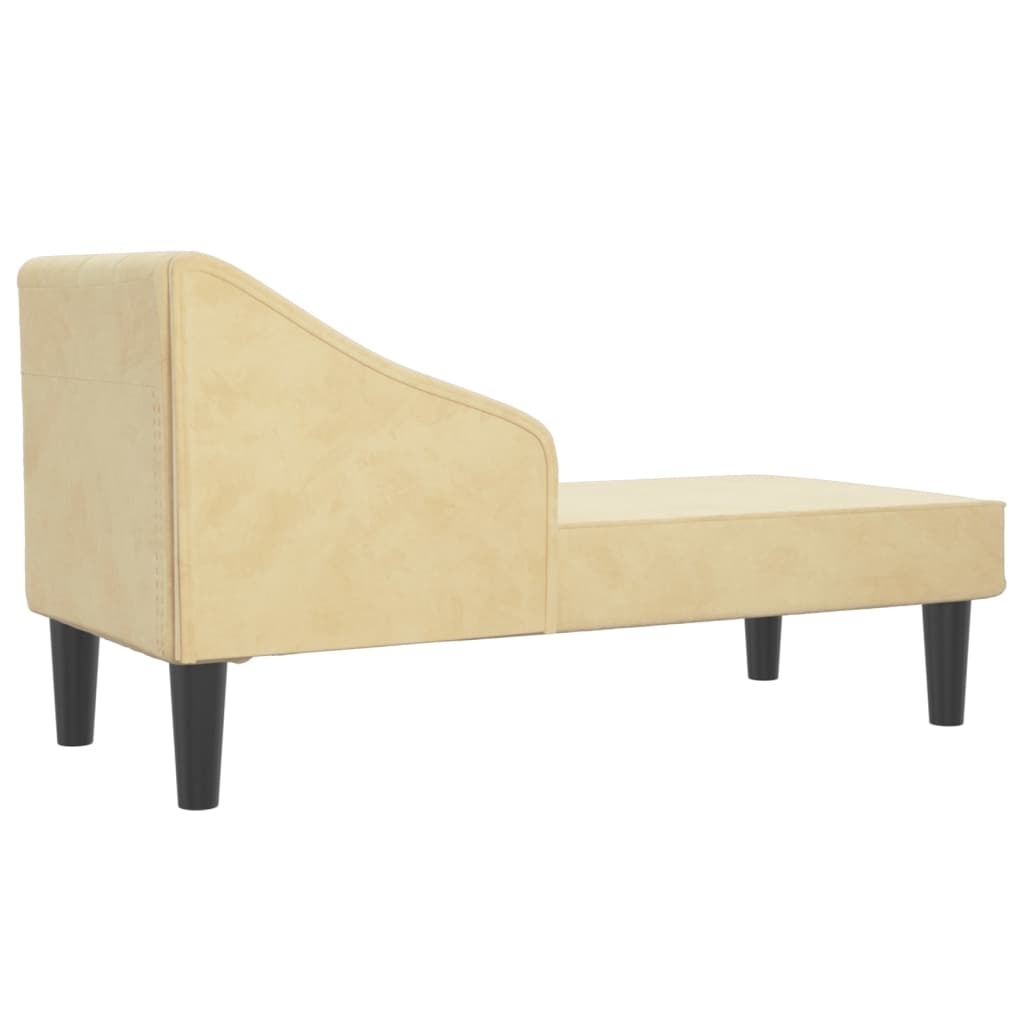 Chaise longue met bolster fluweel crèmekleurig is nu te koop bij PeponiXL, paradijselijk wonen!