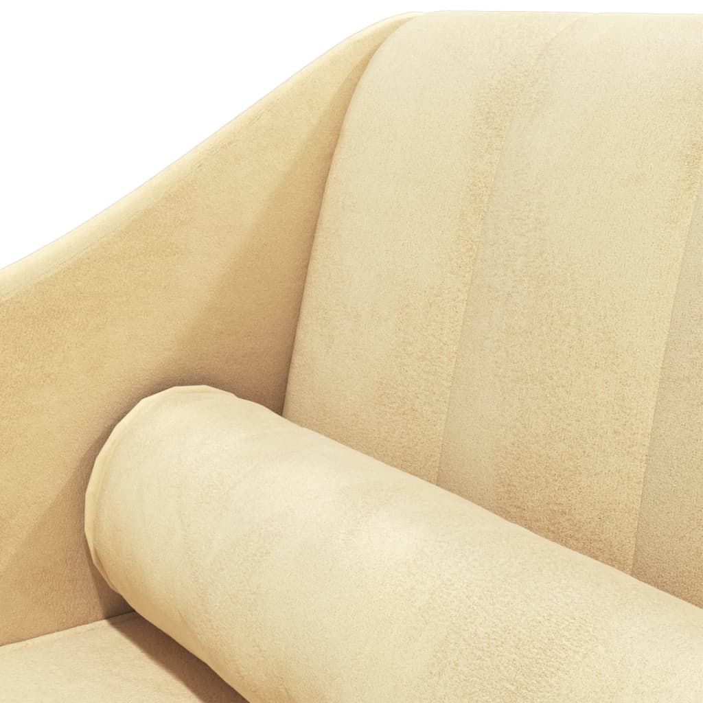 Chaise longue met bolster fluweel crèmekleurig is nu te koop bij PeponiXL, paradijselijk wonen!