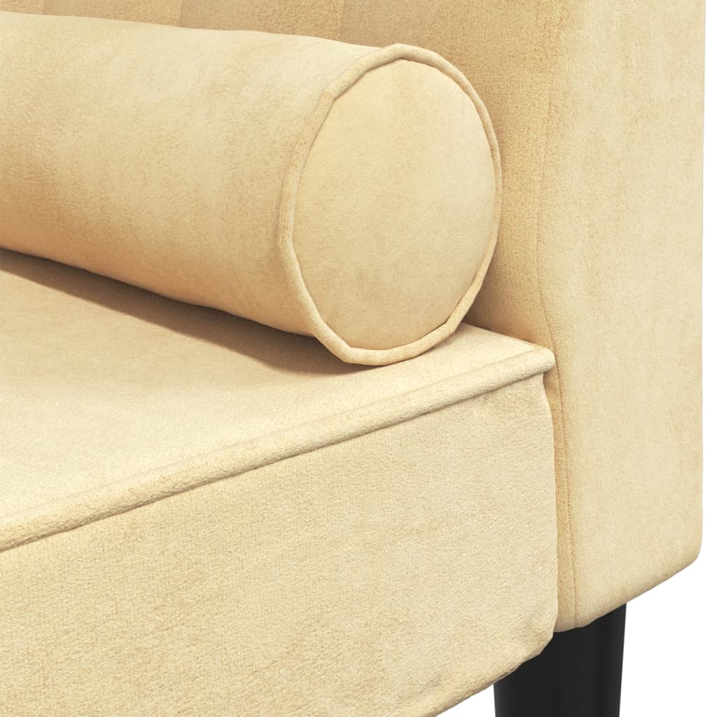 Chaise longue met bolster fluweel crèmekleurig is nu te koop bij PeponiXL, paradijselijk wonen!
