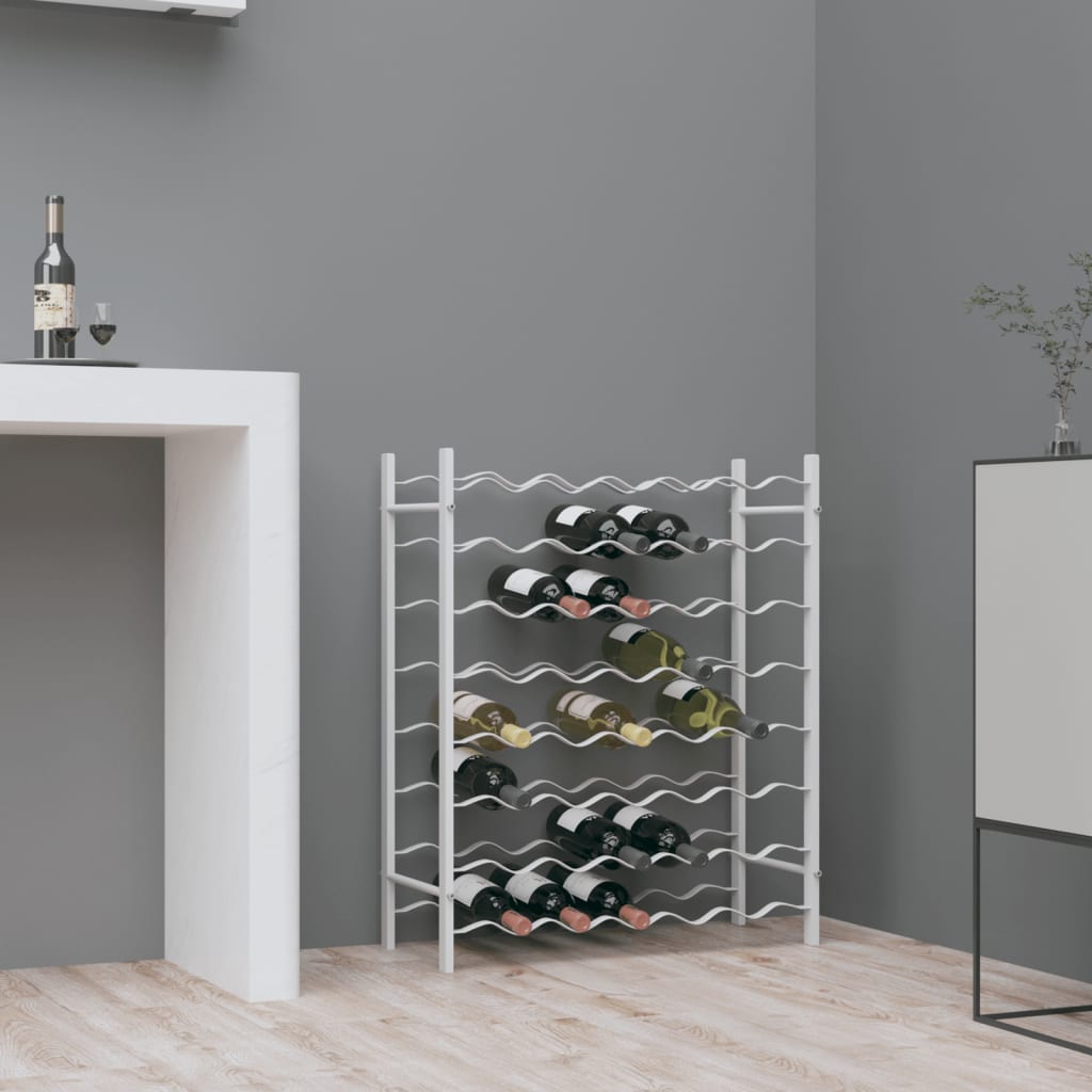 Wijnrek voor 48 flessen metaal wit is nu te koop bij PeponiXL, paradijselijk wonen!
