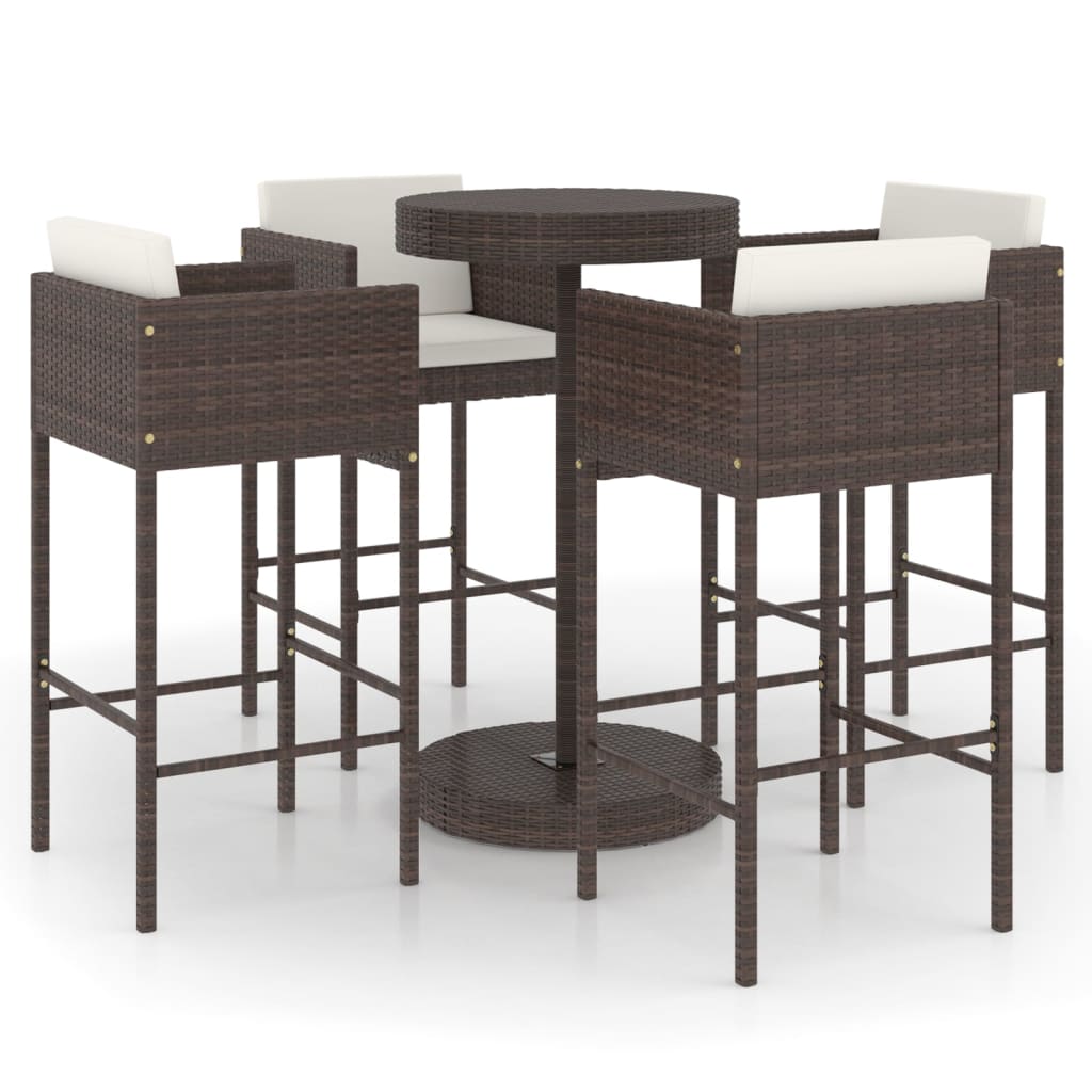 5-delige Tuinbarset met kussens poly rattan bruin is nu te koop bij PeponiXL, paradijselijk wonen!