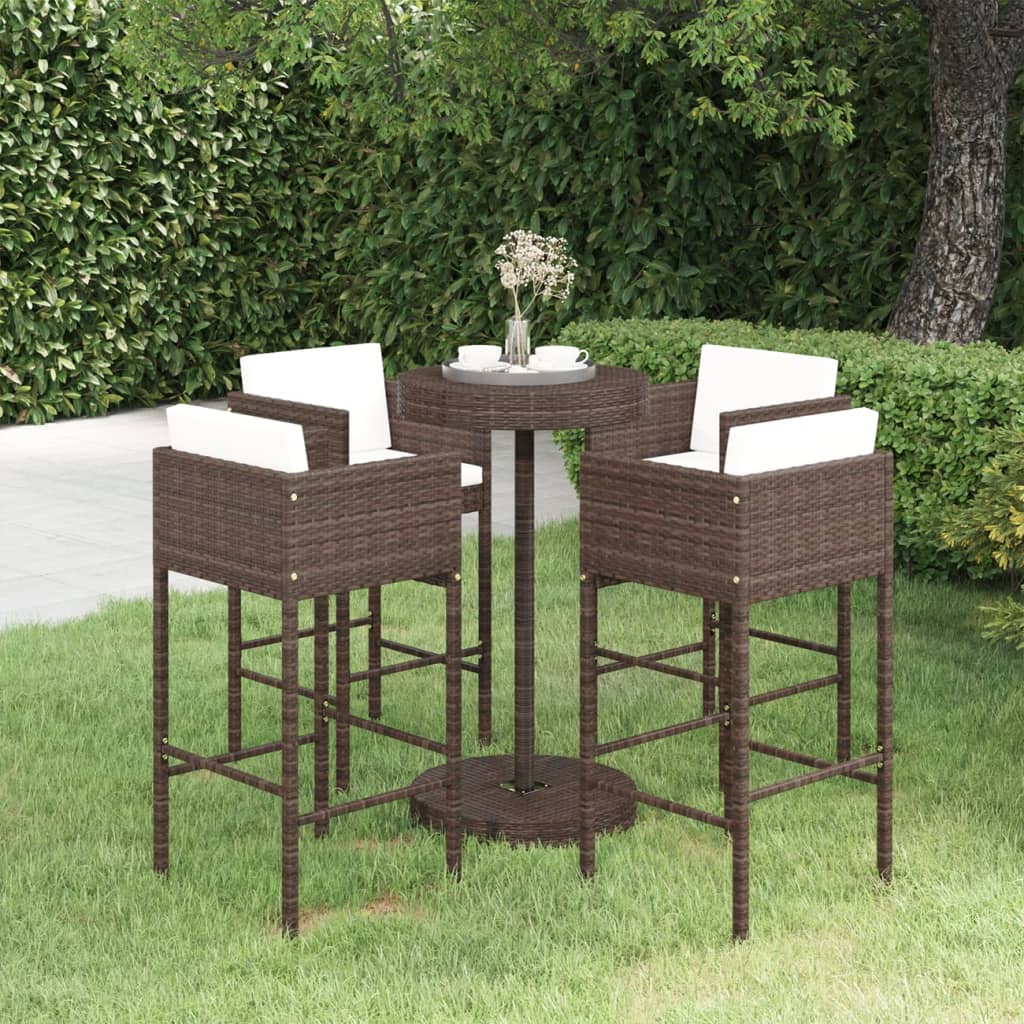 5-delige Tuinbarset met kussens poly rattan bruin is nu te koop bij PeponiXL, paradijselijk wonen!