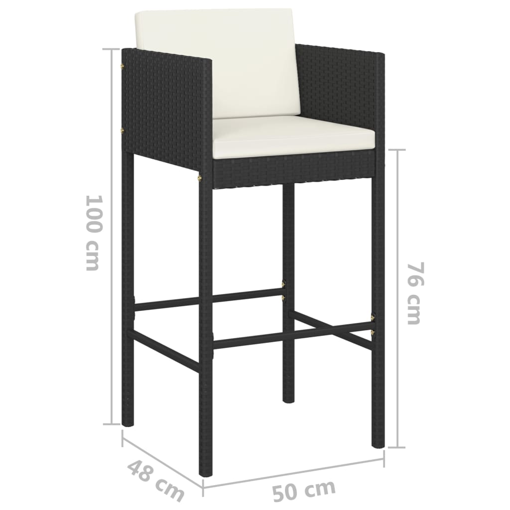 5-delige Tuinbarset met kussens poly rattan zwart is nu te koop bij PeponiXL, paradijselijk wonen!