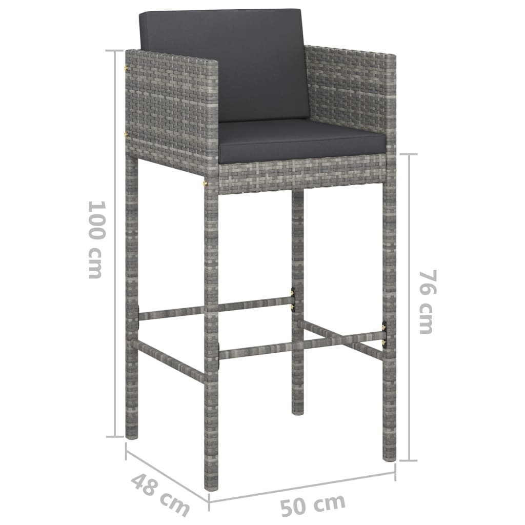 5-delige Tuinbarset met kussens poly rattan grijs is nu te koop bij PeponiXL, paradijselijk wonen!