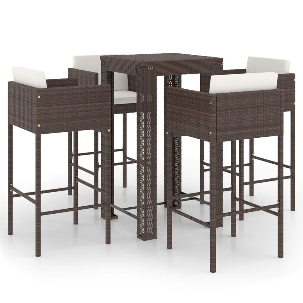 5-delige Tuinbarset met kussens poly rattan bruin is nu te koop bij PeponiXL, paradijselijk wonen!