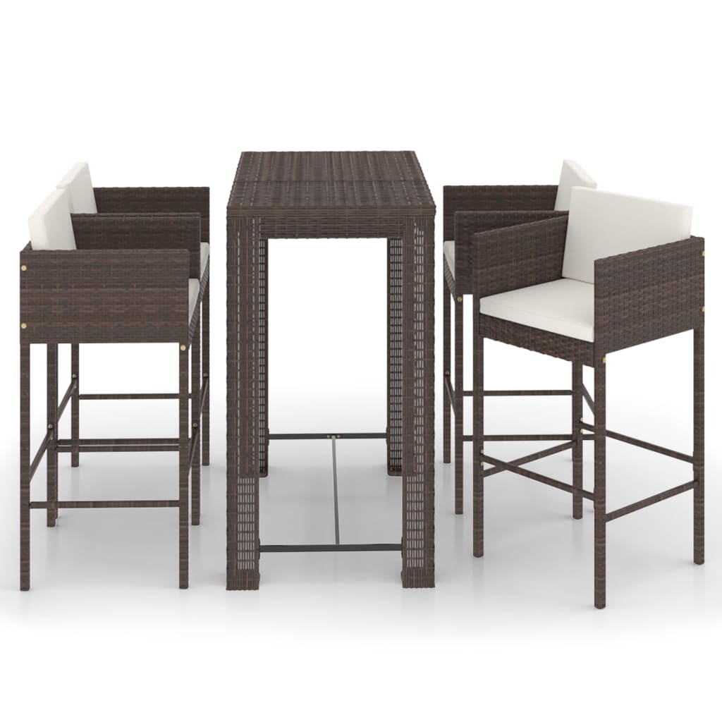 5-delige Tuinbarset met kussens poly rattan bruin is nu te koop bij PeponiXL, paradijselijk wonen!