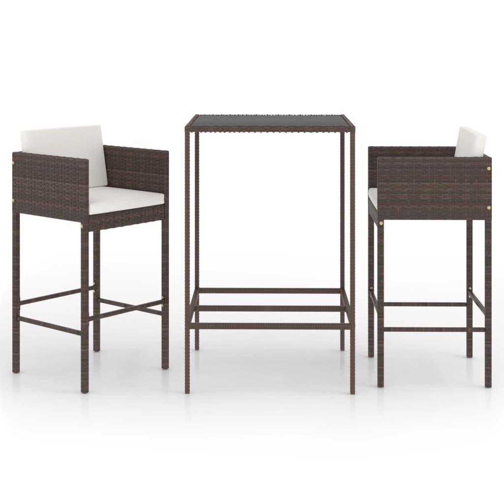 3-delige Tuinbarset met kussens poly rattan bruin is nu te koop bij PeponiXL, paradijselijk wonen!