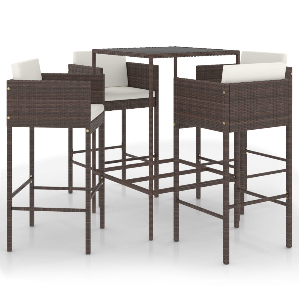 5-delige Tuinbarset met kussens poly rattan bruin is nu te koop bij PeponiXL, paradijselijk wonen!