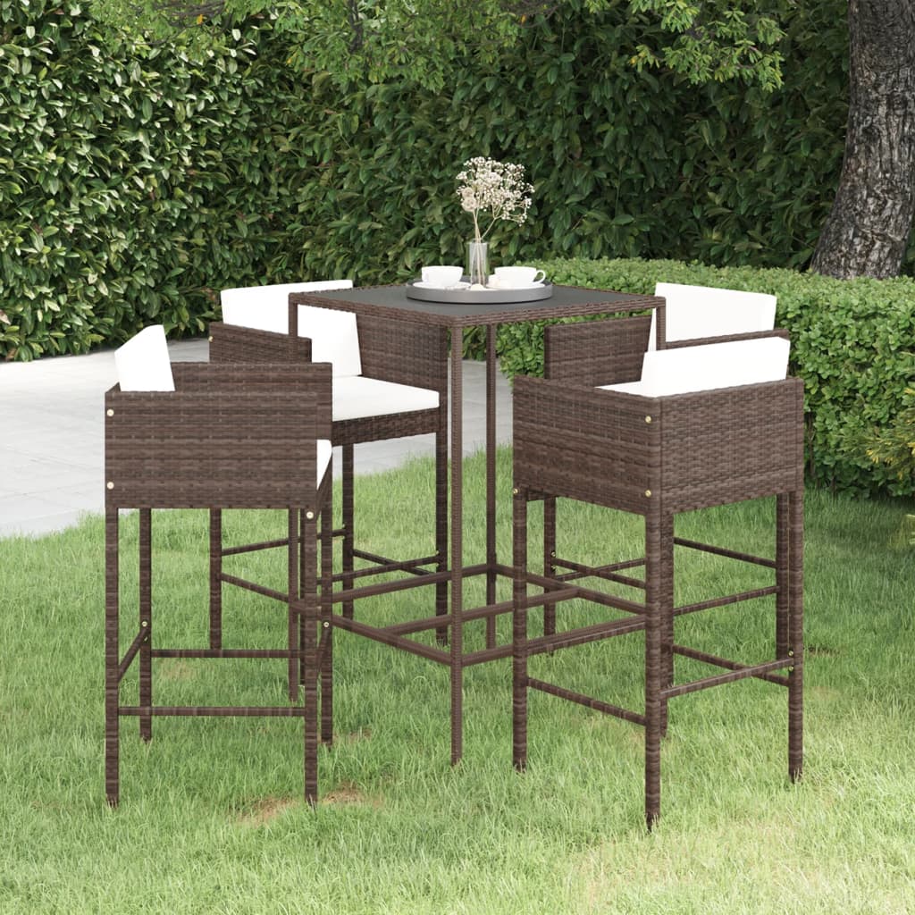 5-delige Tuinbarset met kussens poly rattan bruin is nu te koop bij PeponiXL, paradijselijk wonen!