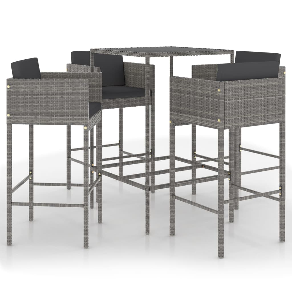 5-delige Tuinbarset met kussens poly rattan grijs is nu te koop bij PeponiXL, paradijselijk wonen!