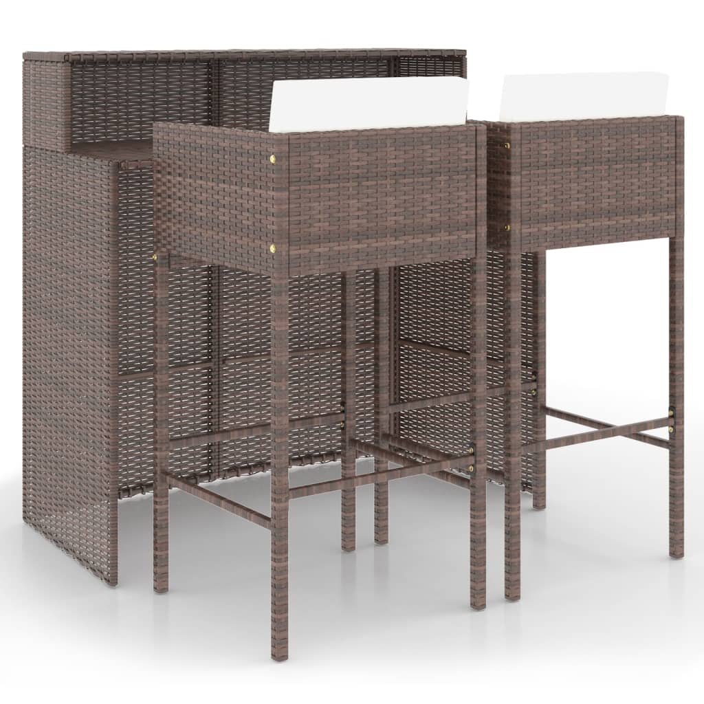 3-delige Tuinbarset met kussens poly rattan bruin is nu te koop bij PeponiXL, paradijselijk wonen!