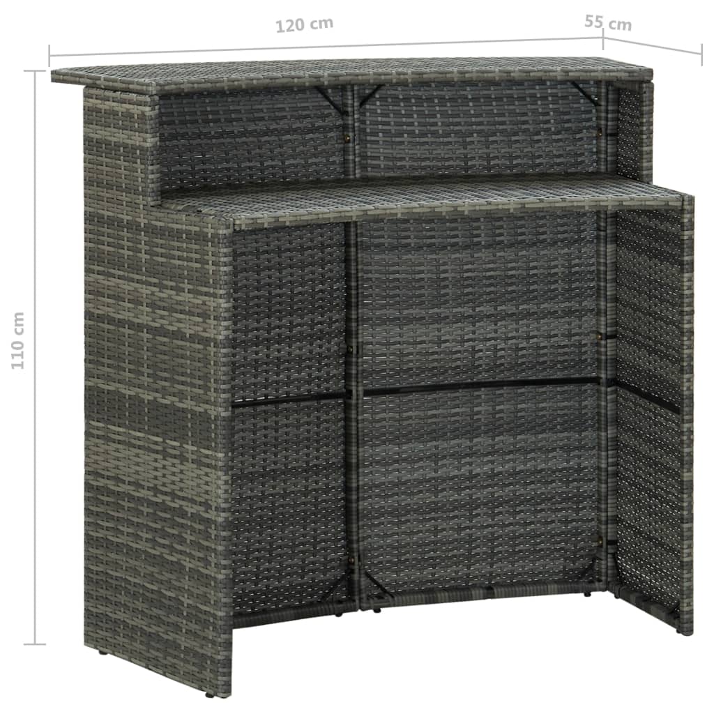 3-delige Tuinbarset met kussens poly rattan grijs is nu te koop bij PeponiXL, paradijselijk wonen!