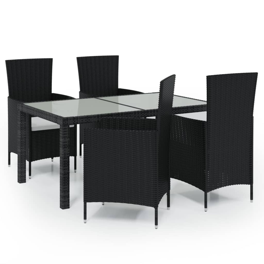 5-delige Tuinset met kussens poly rattan zwart is nu te koop bij PeponiXL, paradijselijk wonen!