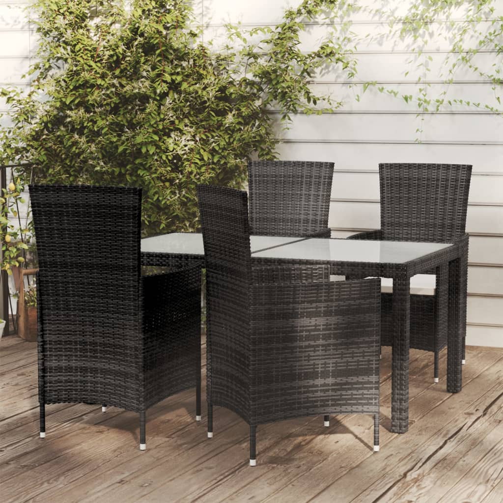 5-delige Tuinset met kussens poly rattan zwart is nu te koop bij PeponiXL, paradijselijk wonen!