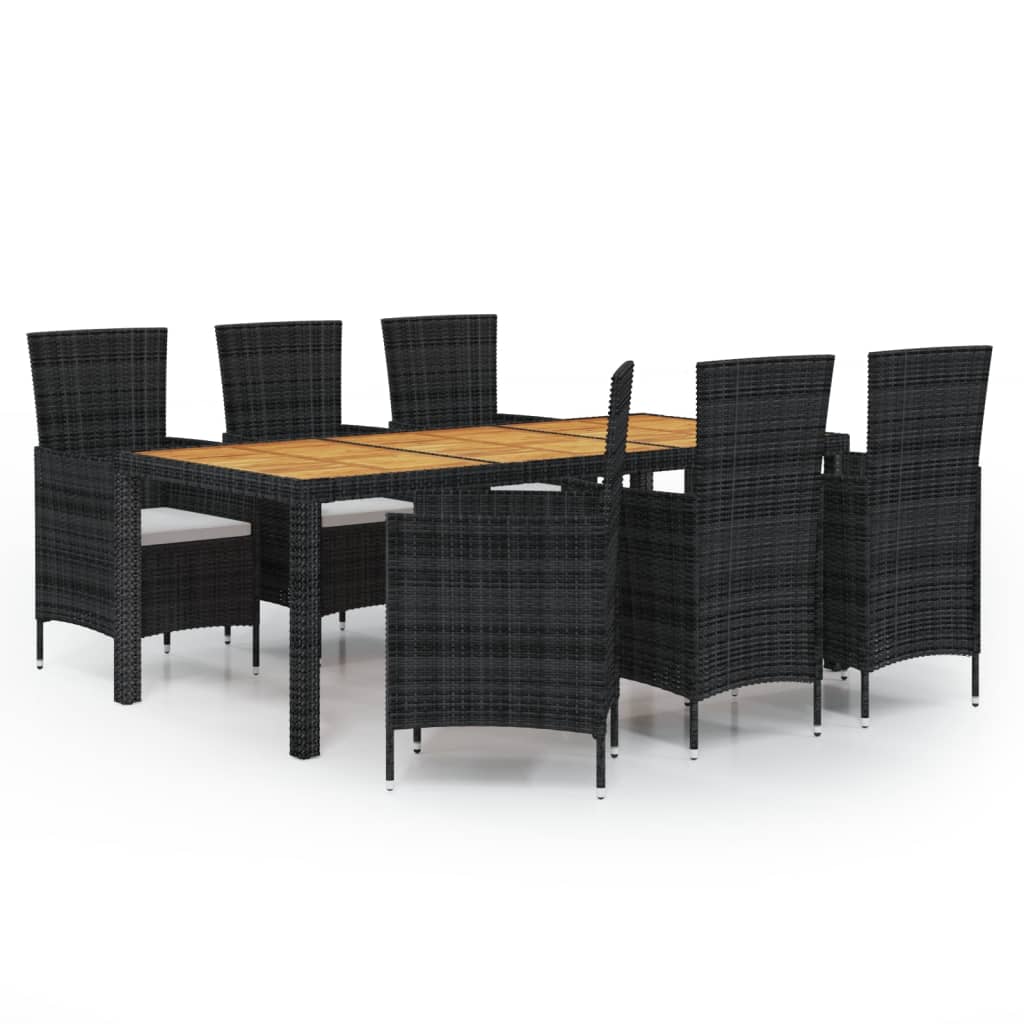 7-delige Tuinset met kussens poly rattan zwart is nu te koop bij PeponiXL, paradijselijk wonen!