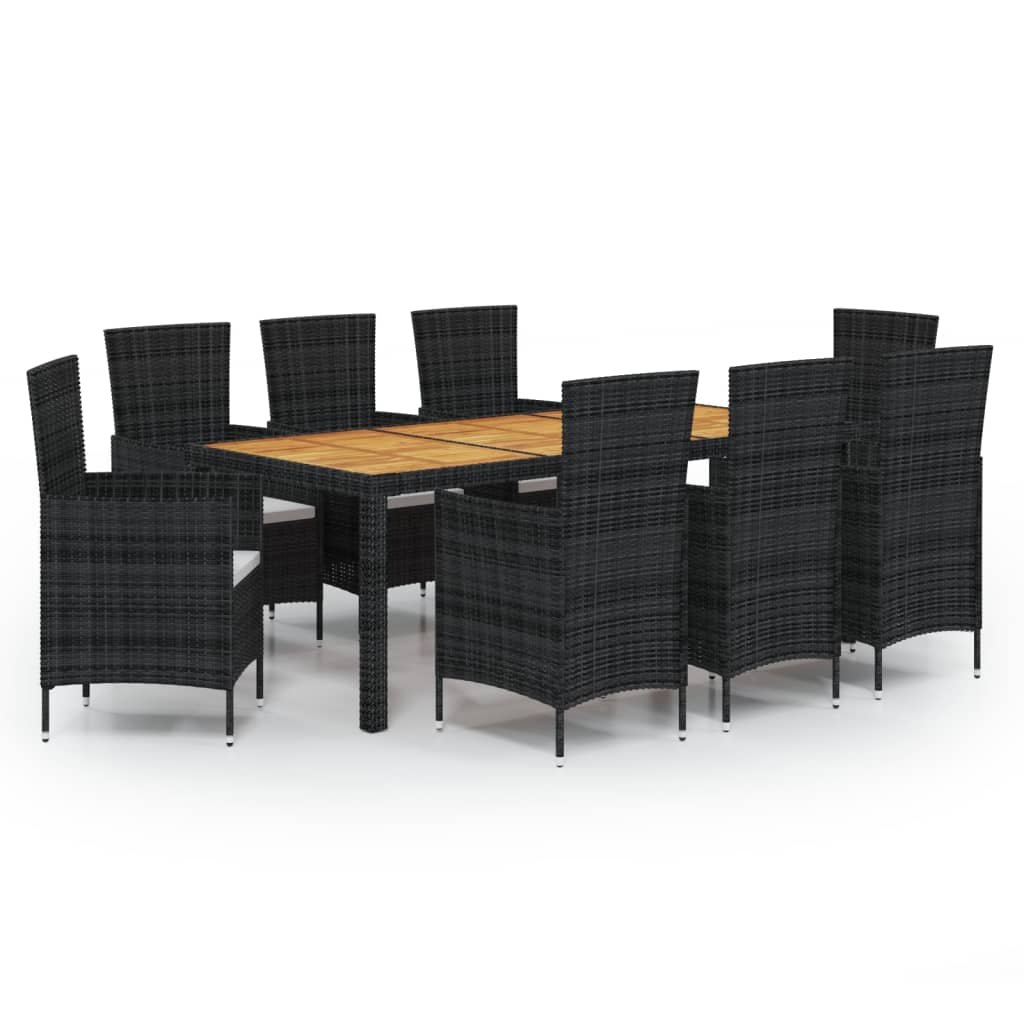 9-delige Tuinset met kussens poly rattan zwart is nu te koop bij PeponiXL, paradijselijk wonen!