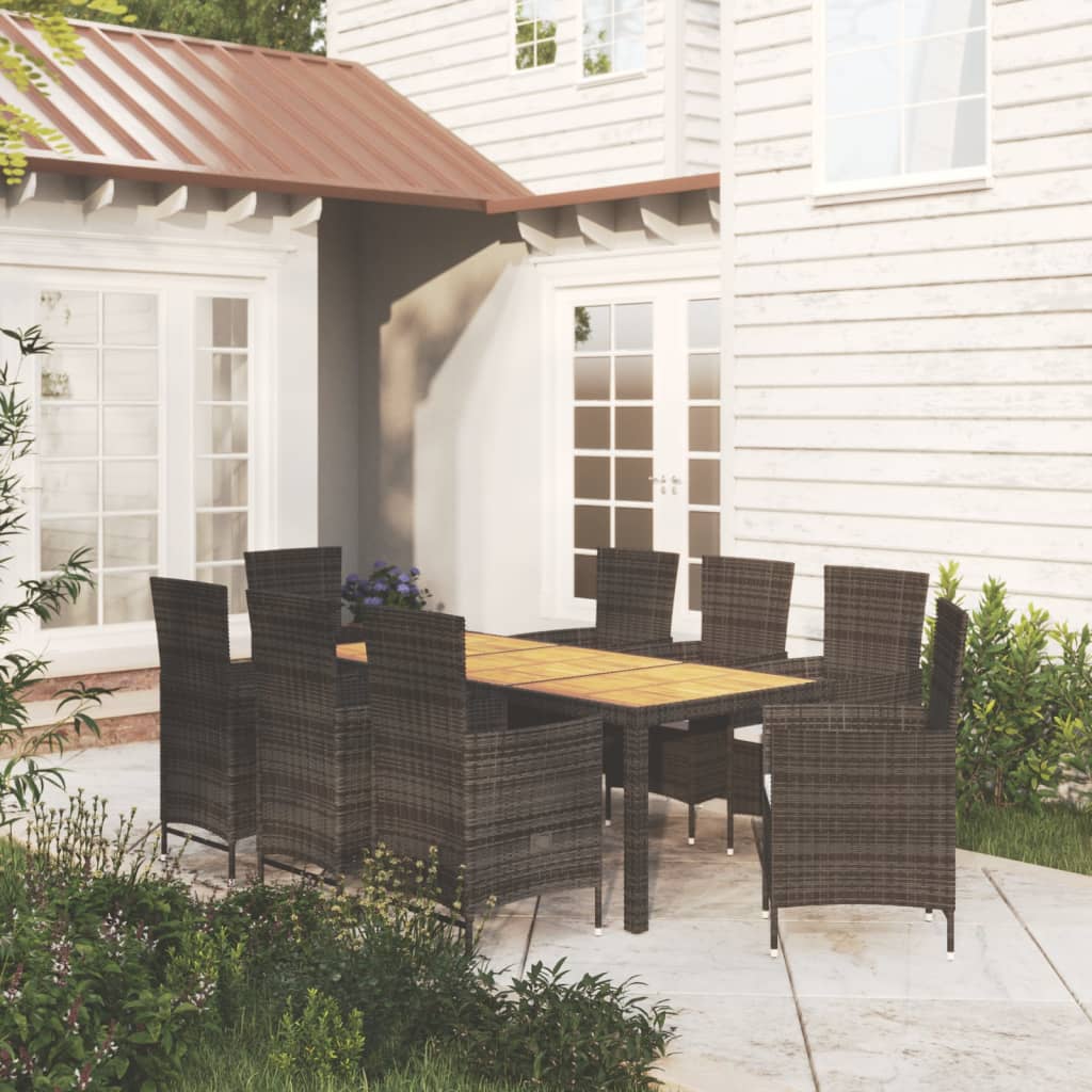 9-delige Tuinset met kussens poly rattan zwart is nu te koop bij PeponiXL, paradijselijk wonen!