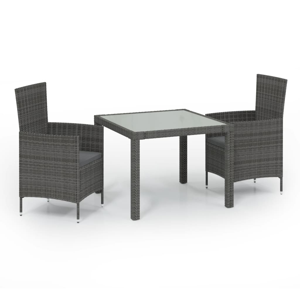 3-delige Tuinset met kussens poly rattan grijs is nu te koop bij PeponiXL, paradijselijk wonen!