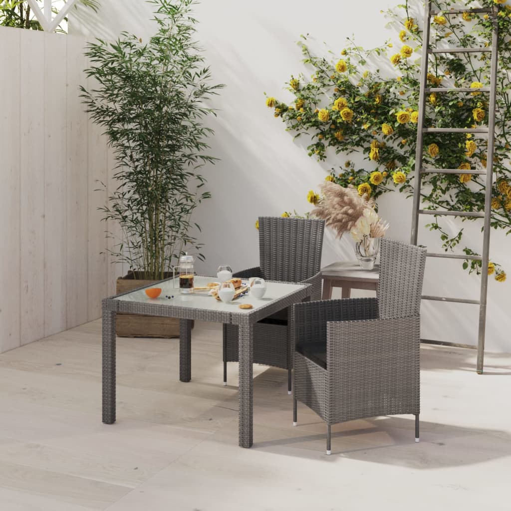 3-delige Tuinset met kussens poly rattan grijs is nu te koop bij PeponiXL, paradijselijk wonen!