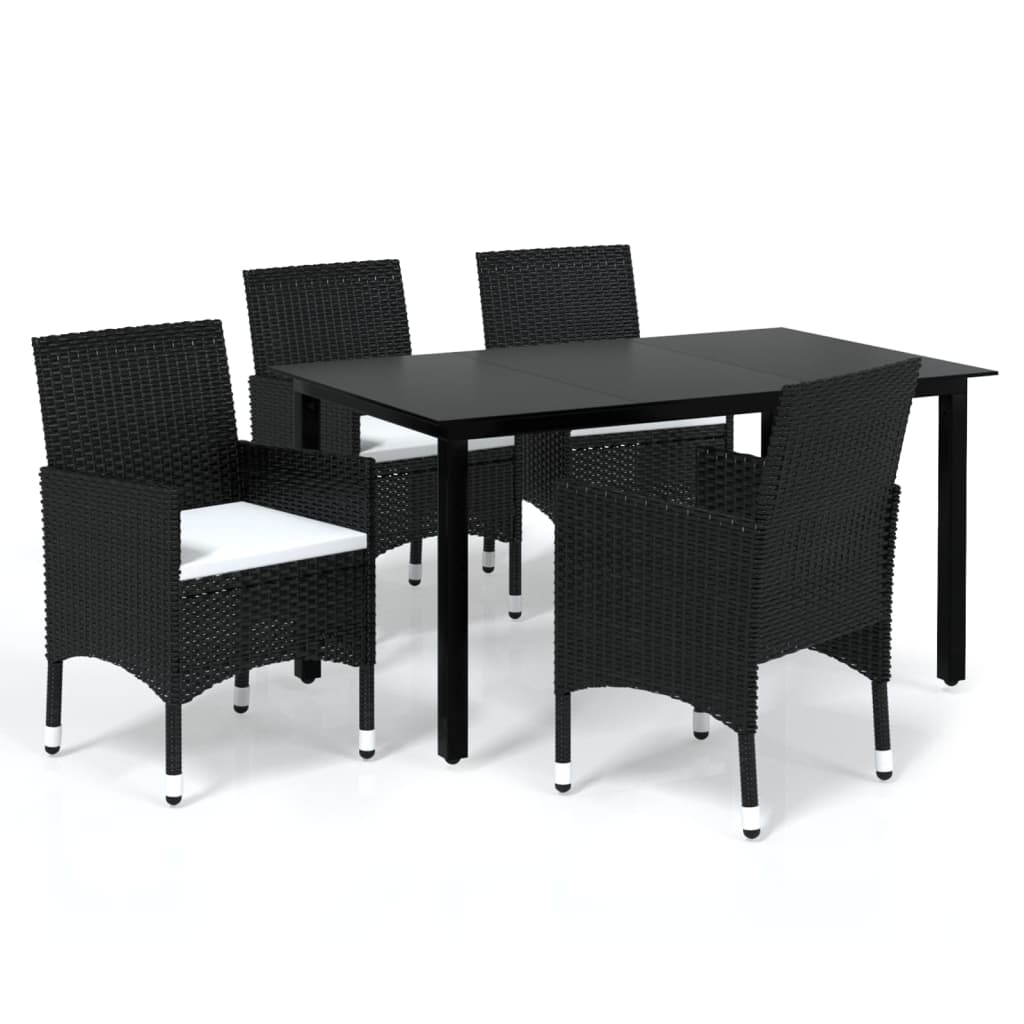 5-delige Tuinset met kussens poly rattan zwart is nu te koop bij PeponiXL, paradijselijk wonen!