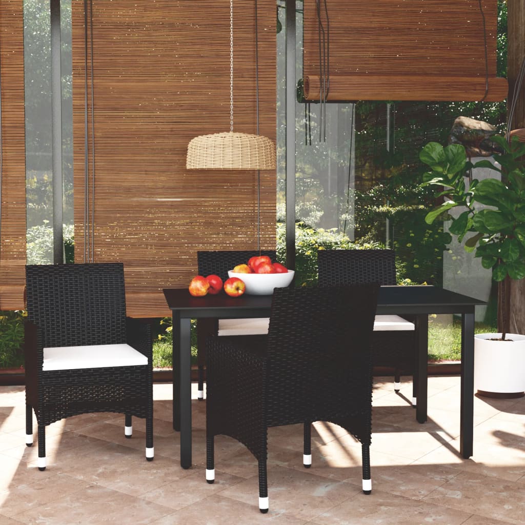 5-delige Tuinset met kussens poly rattan zwart is nu te koop bij PeponiXL, paradijselijk wonen!