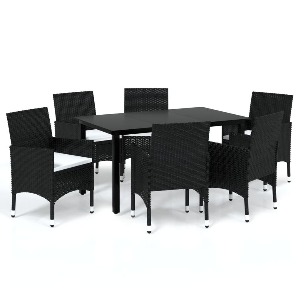 7-delige Tuinset met kussens poly rattan zwart is nu te koop bij PeponiXL, paradijselijk wonen!