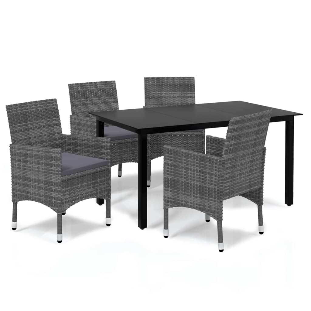 5-delige Tuinset met kussens poly rattan grijs is nu te koop bij PeponiXL, paradijselijk wonen!