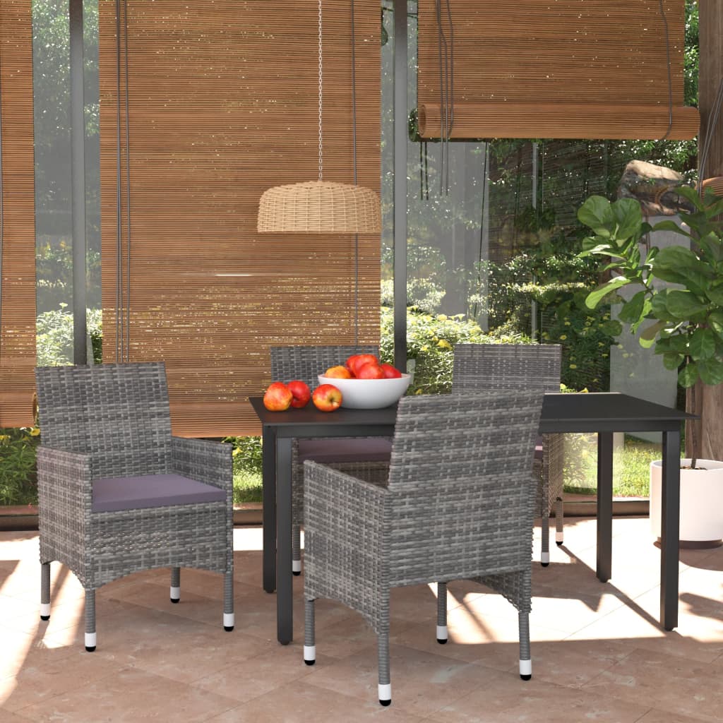 5-delige Tuinset met kussens poly rattan grijs is nu te koop bij PeponiXL, paradijselijk wonen!