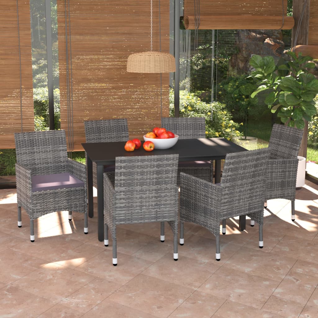 7-delige Tuinset met kussens poly rattan grijs is nu te koop bij PeponiXL, paradijselijk wonen!