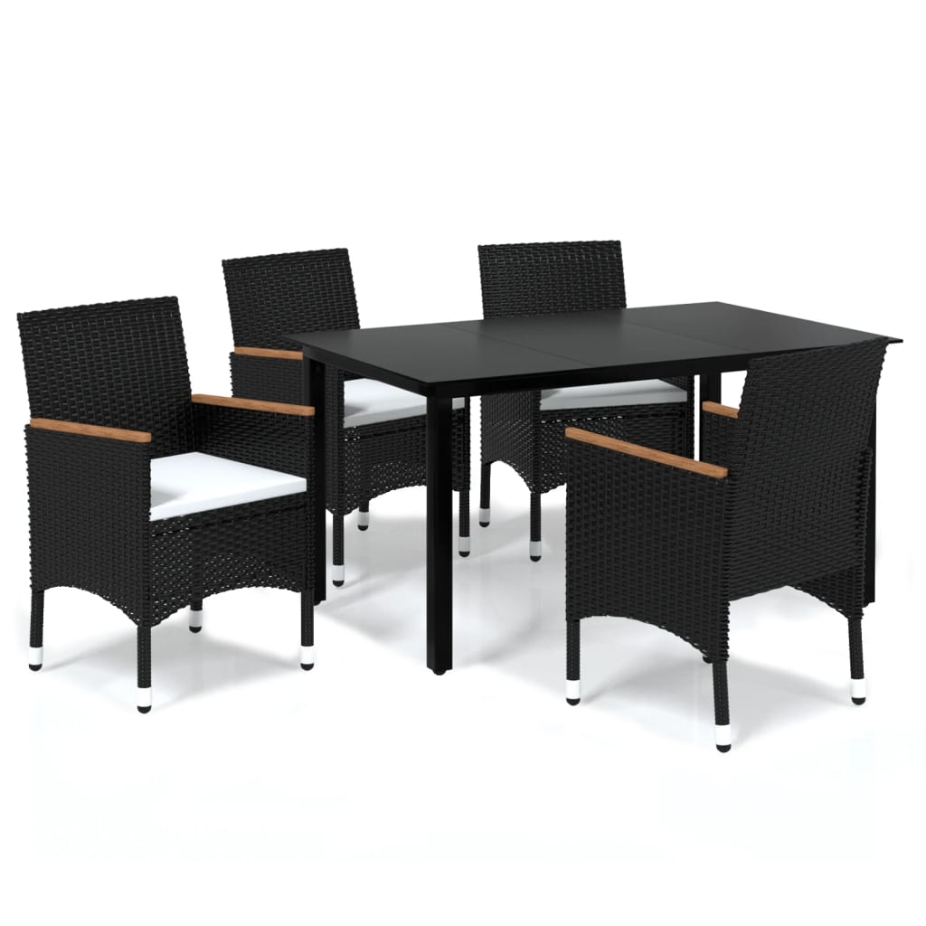 5-delige Tuinset met kussens poly rattan zwart is nu te koop bij PeponiXL, paradijselijk wonen!