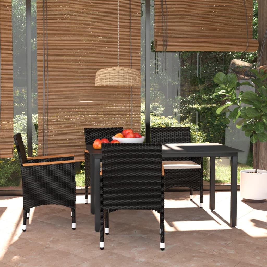 5-delige Tuinset met kussens poly rattan zwart is nu te koop bij PeponiXL, paradijselijk wonen!