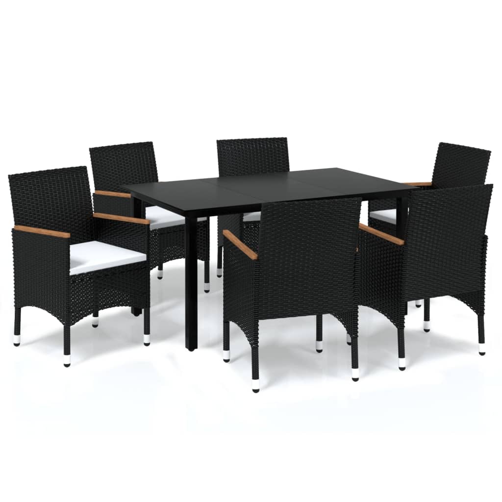 7-delige Tuinset met kussens poly rattan zwart is nu te koop bij PeponiXL, paradijselijk wonen!