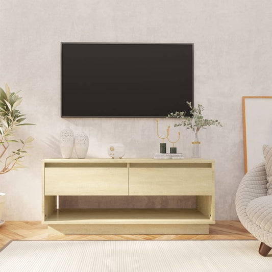 Tv-meubel 102x41x44 cm bewerkt hout sonoma eikenkleurig is nu te koop bij PeponiXL, paradijselijk wonen!