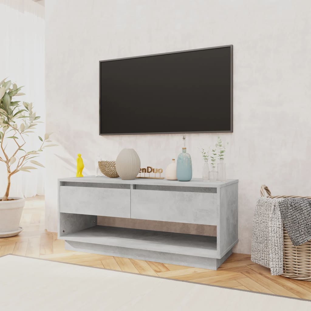 Tv-meubel 102x41x44 cm bewerkt hout betongrijs is nu te koop bij PeponiXL, paradijselijk wonen!