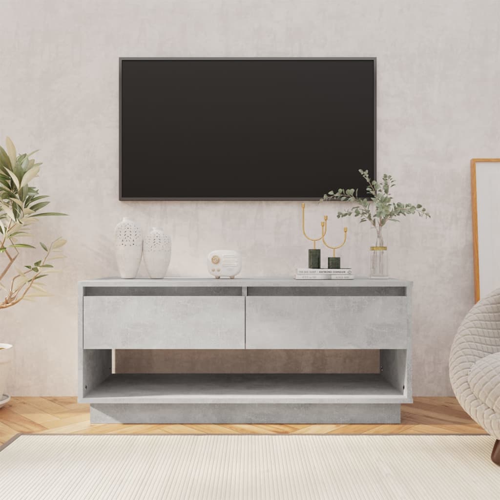 Tv-meubel 102x41x44 cm bewerkt hout betongrijs is nu te koop bij PeponiXL, paradijselijk wonen!