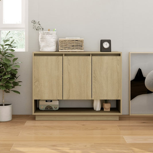 Dressoir 97x31x75 cm bewerkt hout sonoma eikenkleurig is nu te koop bij PeponiXL, paradijselijk wonen!
