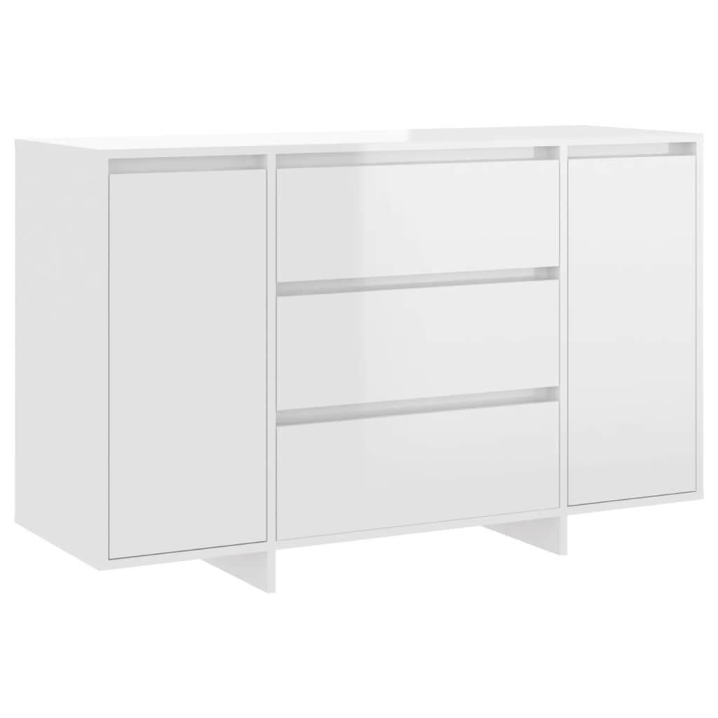 Dressoir met 3 lades 120x41x75 cm bewerkt hout hoogglans wit is nu te koop bij PeponiXL, paradijselijk wonen!