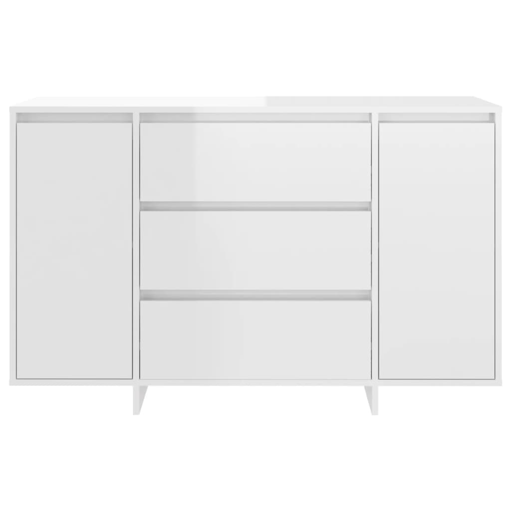 Dressoir met 3 lades 120x41x75 cm bewerkt hout hoogglans wit is nu te koop bij PeponiXL, paradijselijk wonen!