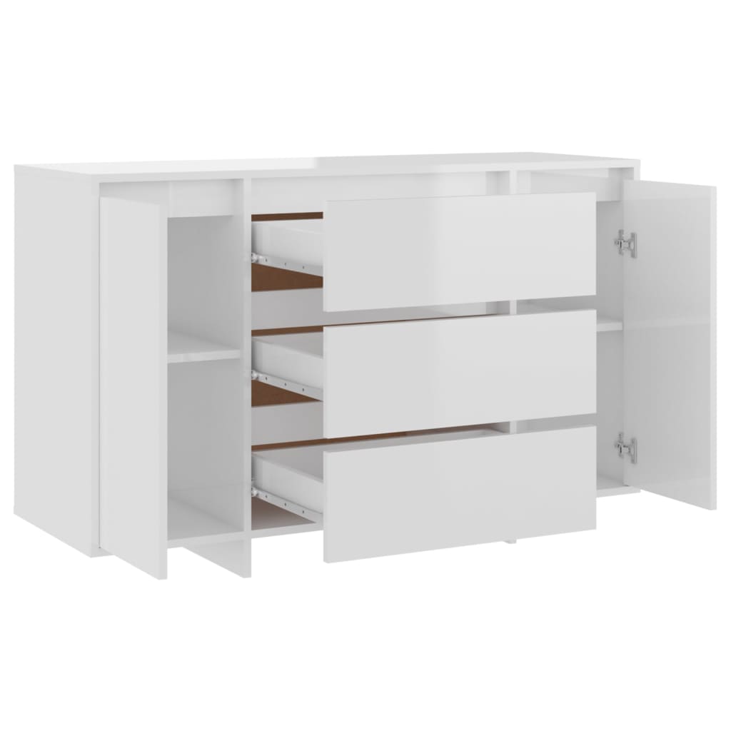 Dressoir met 3 lades 120x41x75 cm bewerkt hout hoogglans wit is nu te koop bij PeponiXL, paradijselijk wonen!