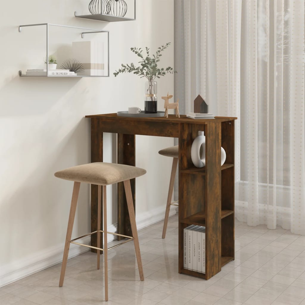Bartafel met schap 102x50x103,5 cm bewerkt hout gerookt eiken is nu te koop bij PeponiXL, paradijselijk wonen!
