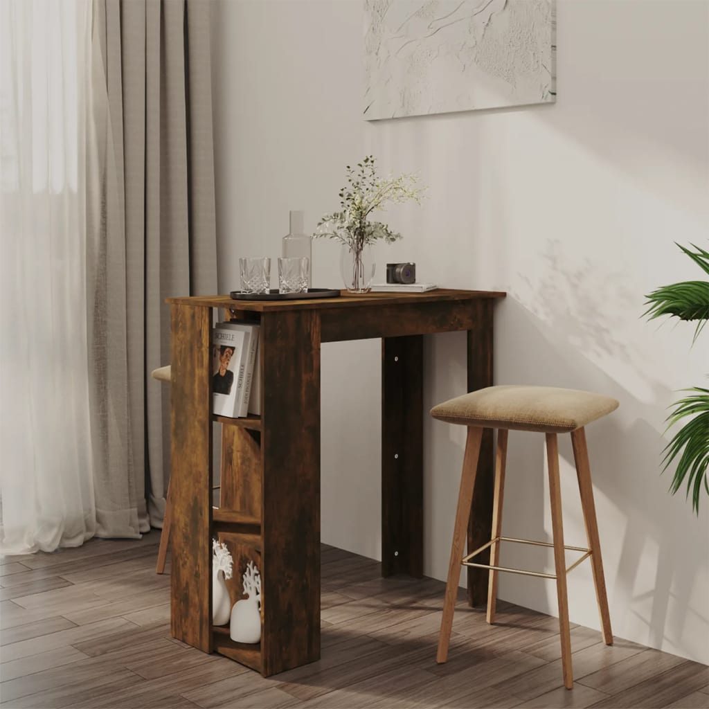 Bartafel met schap 102x50x103,5 cm bewerkt hout gerookt eiken is nu te koop bij PeponiXL, paradijselijk wonen!