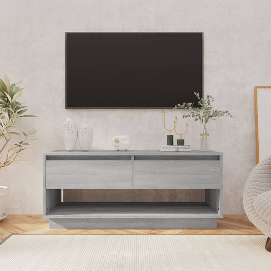 Tv-meubel 102x41x44 cm bewerkt hout grijs sonoma eikenkleurig is nu te koop bij PeponiXL, paradijselijk wonen!