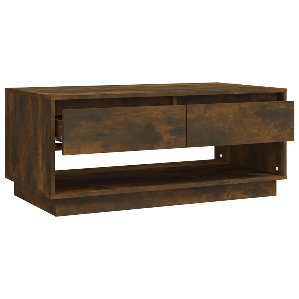 Salontafel 102,5x55x44 cm bewerkt hout gerookt eikenkleurig is nu te koop bij PeponiXL, paradijselijk wonen!