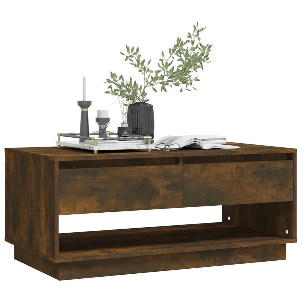 Salontafel 102,5x55x44 cm bewerkt hout gerookt eikenkleurig is nu te koop bij PeponiXL, paradijselijk wonen!