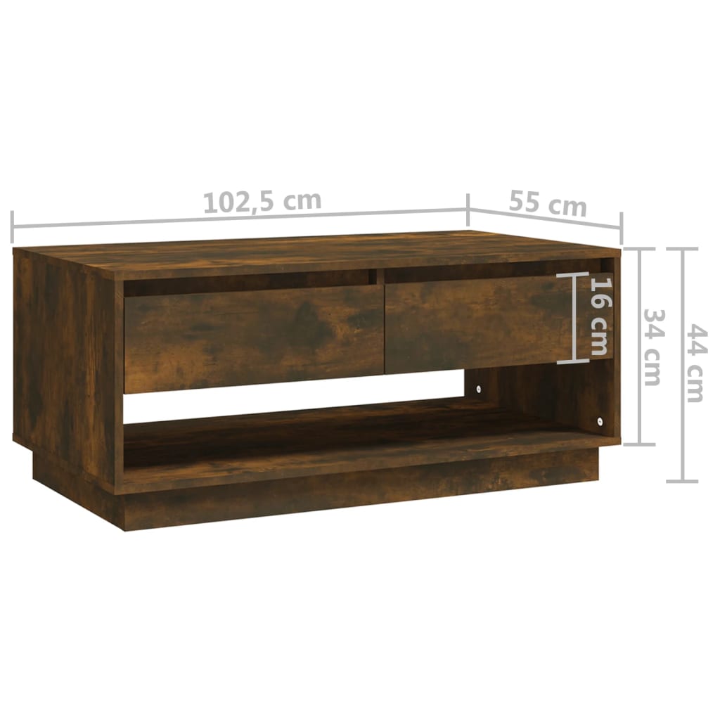 Salontafel 102,5x55x44 cm bewerkt hout gerookt eikenkleurig is nu te koop bij PeponiXL, paradijselijk wonen!