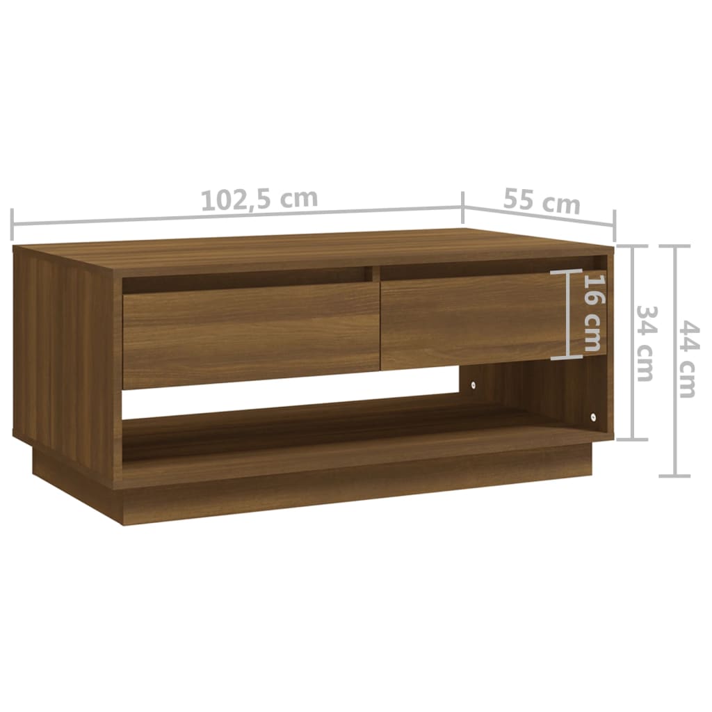 Salontafel 102,5x55x44 cm bewerkt hout bruin eikenkleurig is nu te koop bij PeponiXL, paradijselijk wonen!