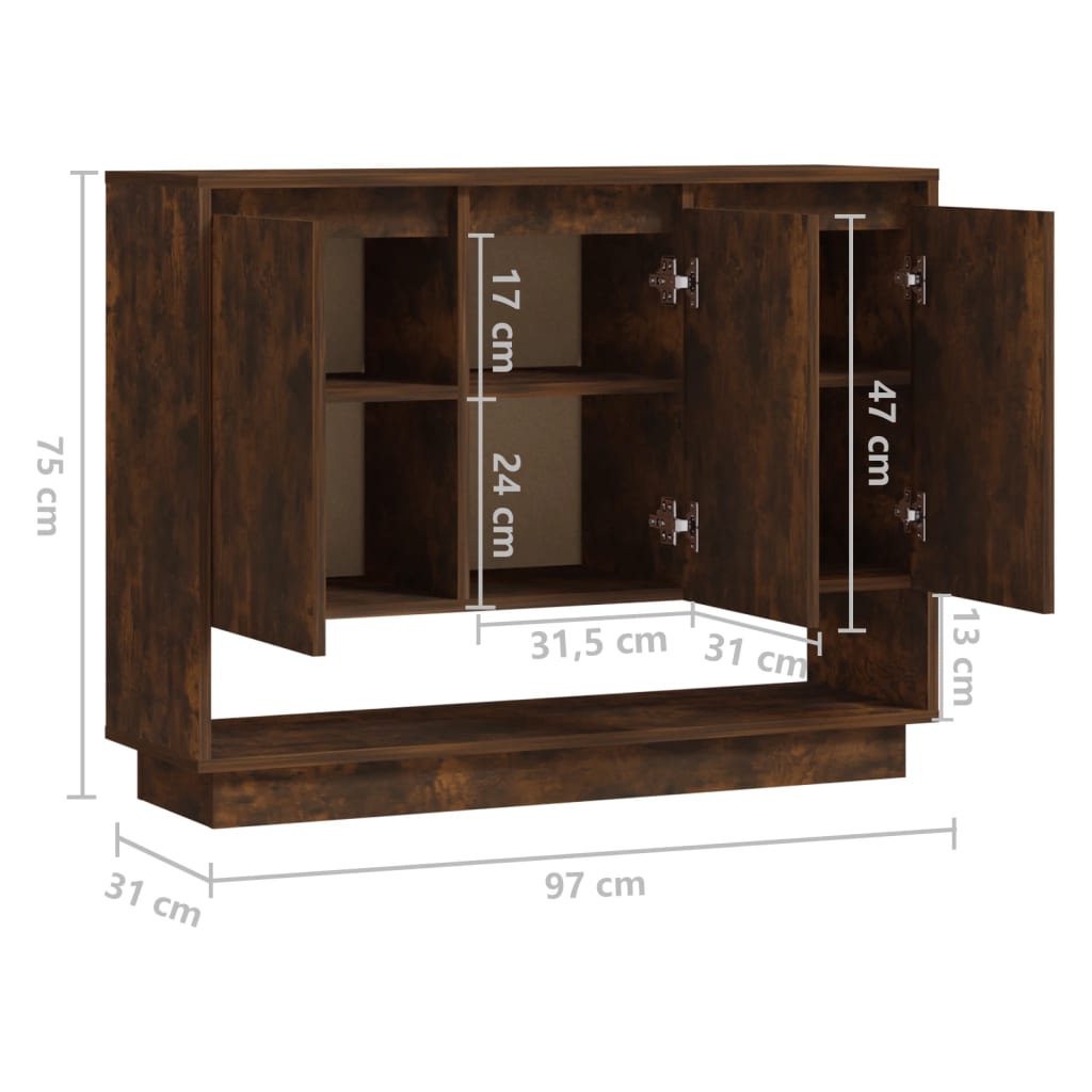 Dressoir 97x31x75 cm bewerkt hout gerookt eikenkleurig is nu te koop bij PeponiXL, paradijselijk wonen!